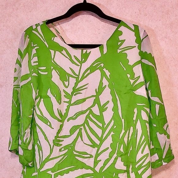 NWOT Lilly Pulitzer Anniversary Bamboo Pattern 3/4 Sleeve Low Cut Back Lined SzM - Picture 2 of 8